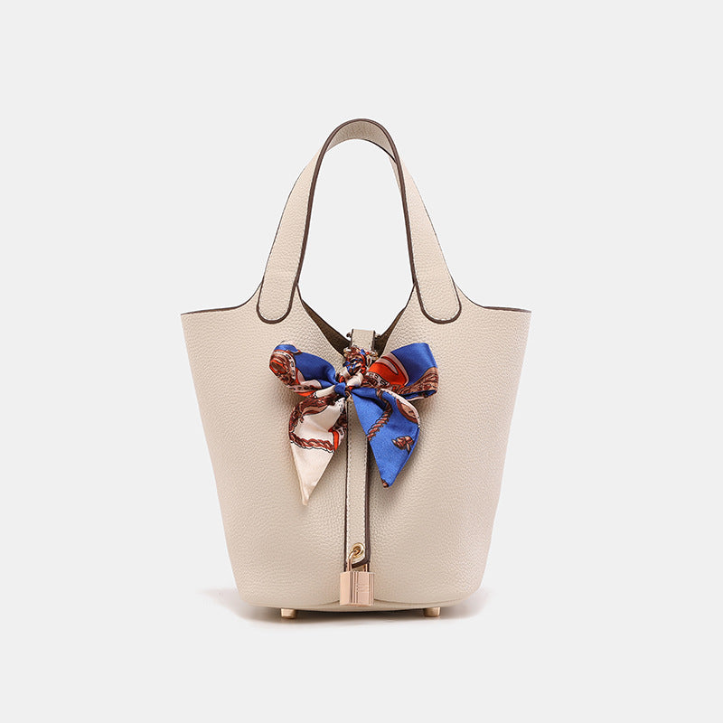 European and American Large Capacity Handbag Classic Fashion Women's Bag Niche Versatile Trendy Lychee Pattern Basket Shoulder Crossbody Bag
