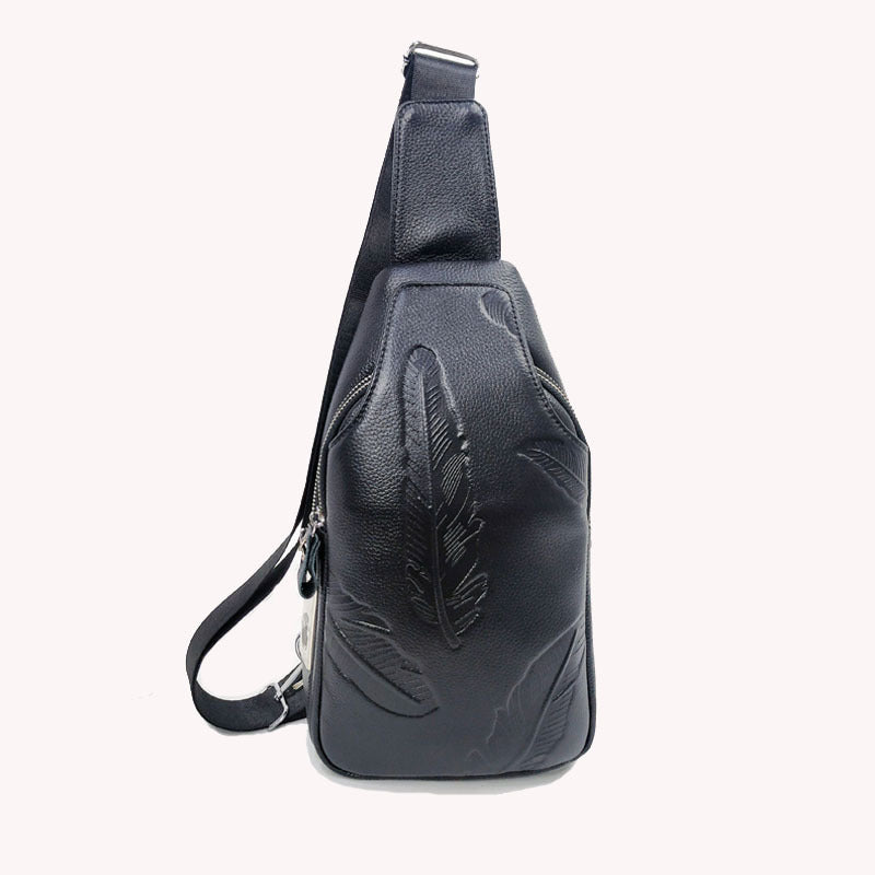 Anti-theft Bag Men's Genuine Leather Chest Bag High-end Security Password Lock Travel Outdoor Crossbody Small Backpack Men's Shoulder Bag