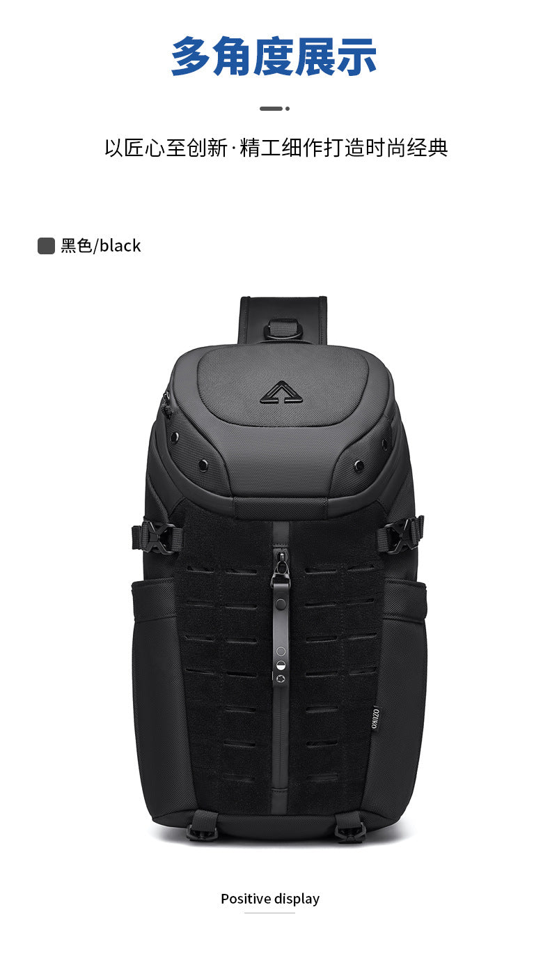 OZUKO Men's Tactical Chest Bag High-end Trendy Crossbody Bag Outdoor Waterproof Portable Single Shoulder Small Backpack for Men