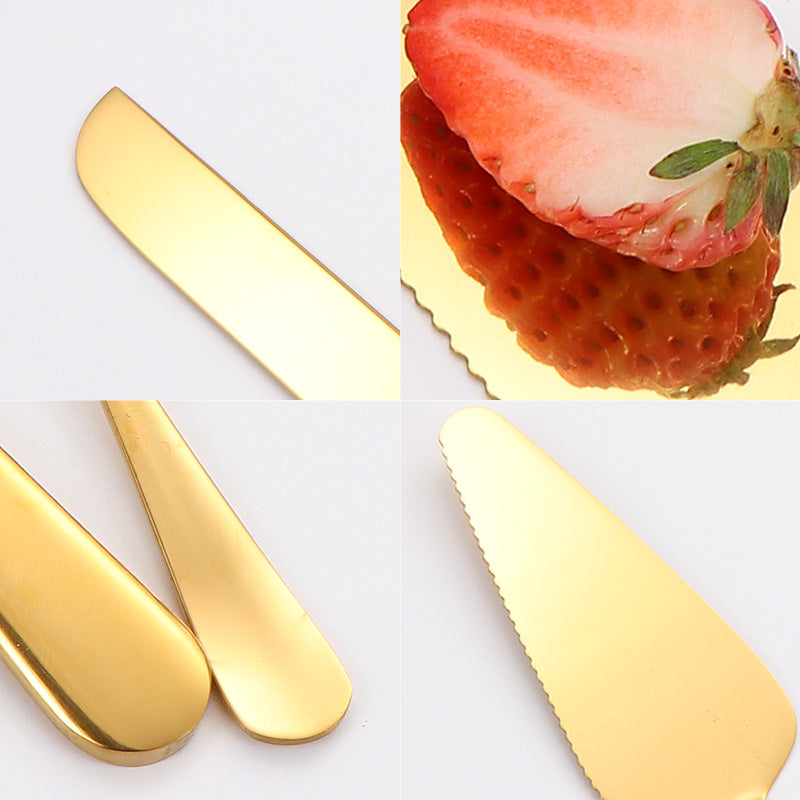 Stainless Steel Cake Knife and Spatula Set for Home Use gold Bread Knife and Spatula Restaurant Pizza Dessert Spatula Baking Utensils