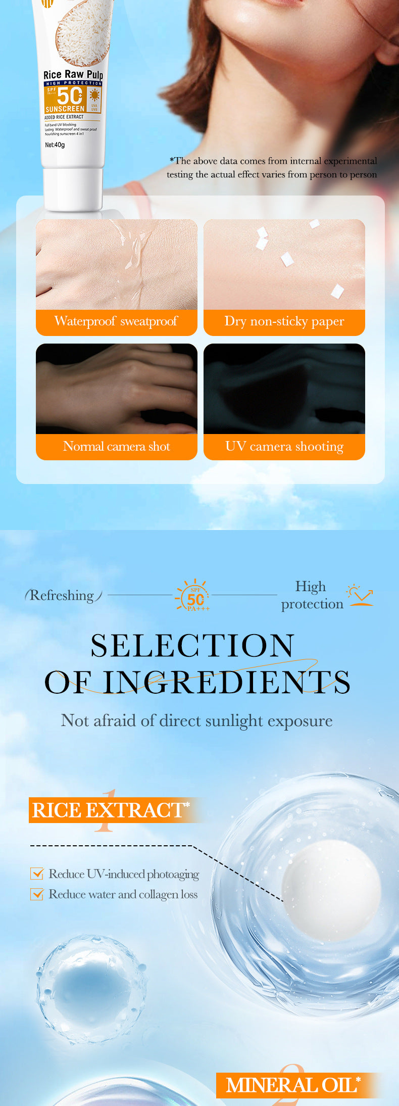 Rice Puree Sunscreen40g BIOAOUA Sunscreen Isolation Cream Sunscreen  Foreign Trade Wholesale