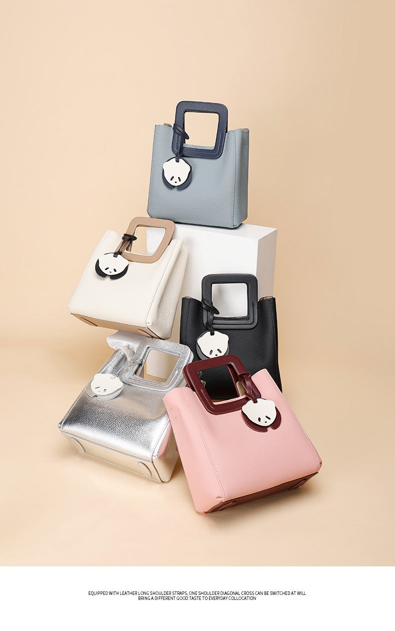 Light Luxury French Style Handheld Small Square Bag for Women, Versatile Shoulder Bag with Small Pendant, Commuter Tote Bag