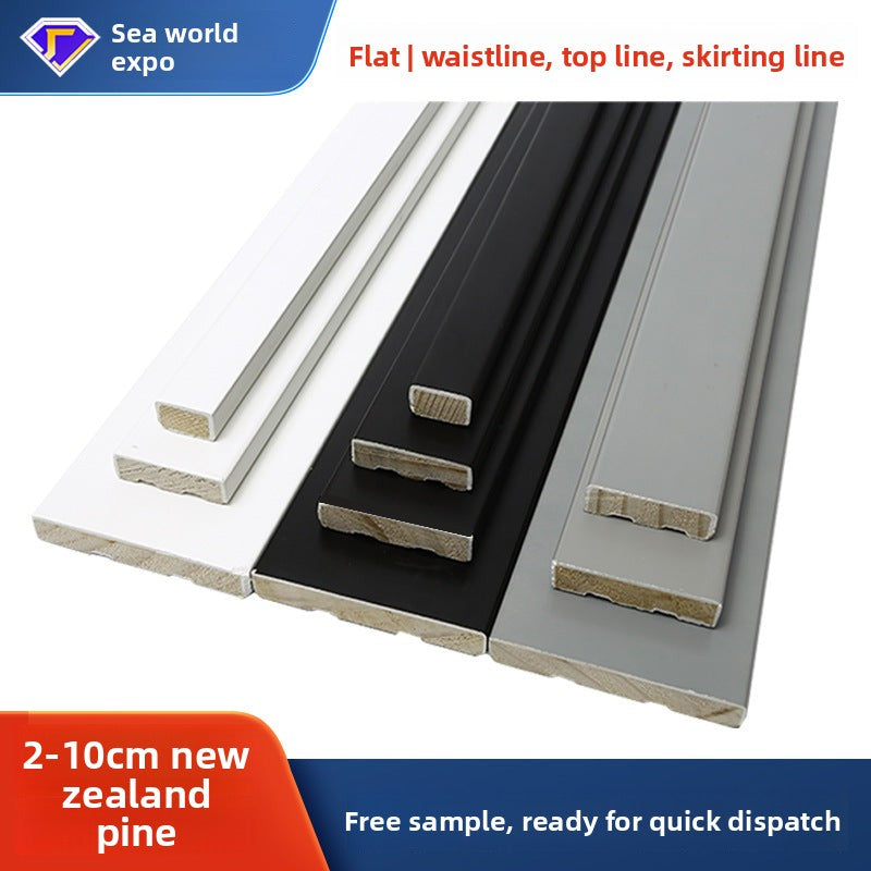 Solid wood skirting board 20 mm-thin flat pine wood trim, extremely narrow and ultra-thin, for baseboards, waistlines, and toplines