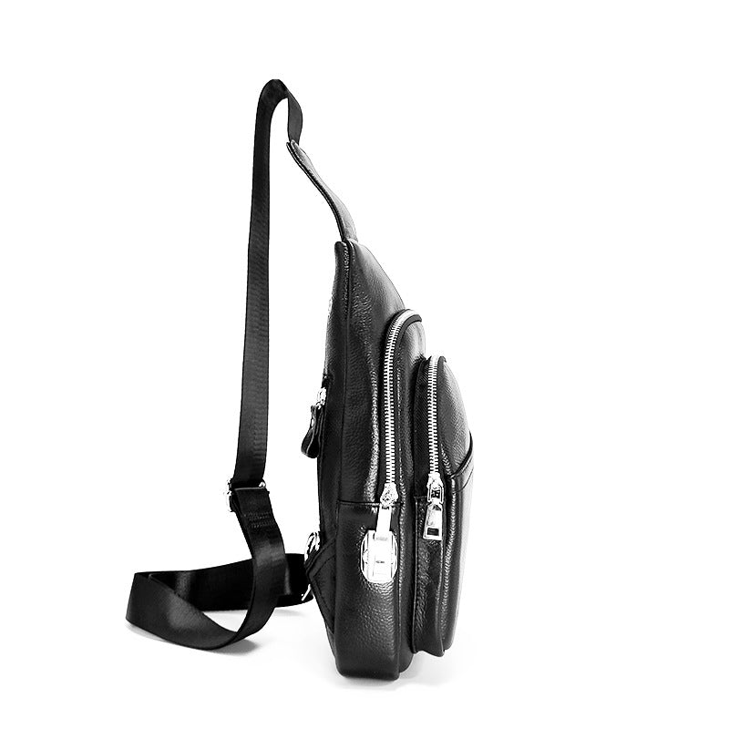 Anti-theft Bag Cowhide Chest Bag Password Lock Outdoor Sports Genuine Leather Single Shoulder Crossbody Bag Anti-theft Password Lock