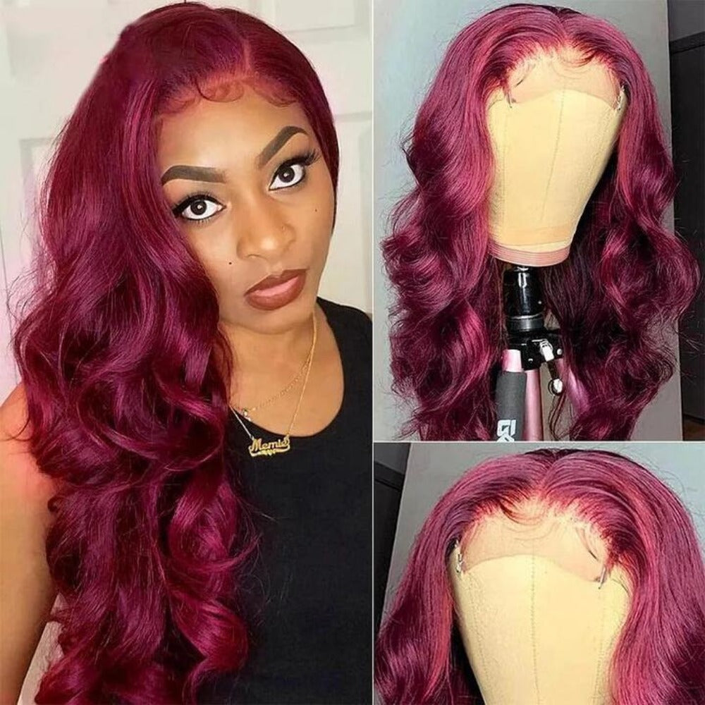 99J Front Lace Wig Big Waves Full Head Daily Women Long Curly Hair High Temperature Fiber Synthetic Wig Air Bangs