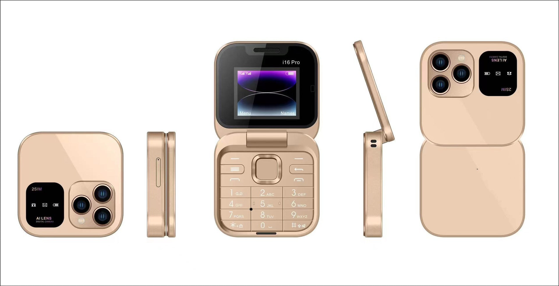 i16pro Foldable Phone Dual SIM Mini Foldable Flip Button Small Phone Pocket Elderly Personalized Wholesale