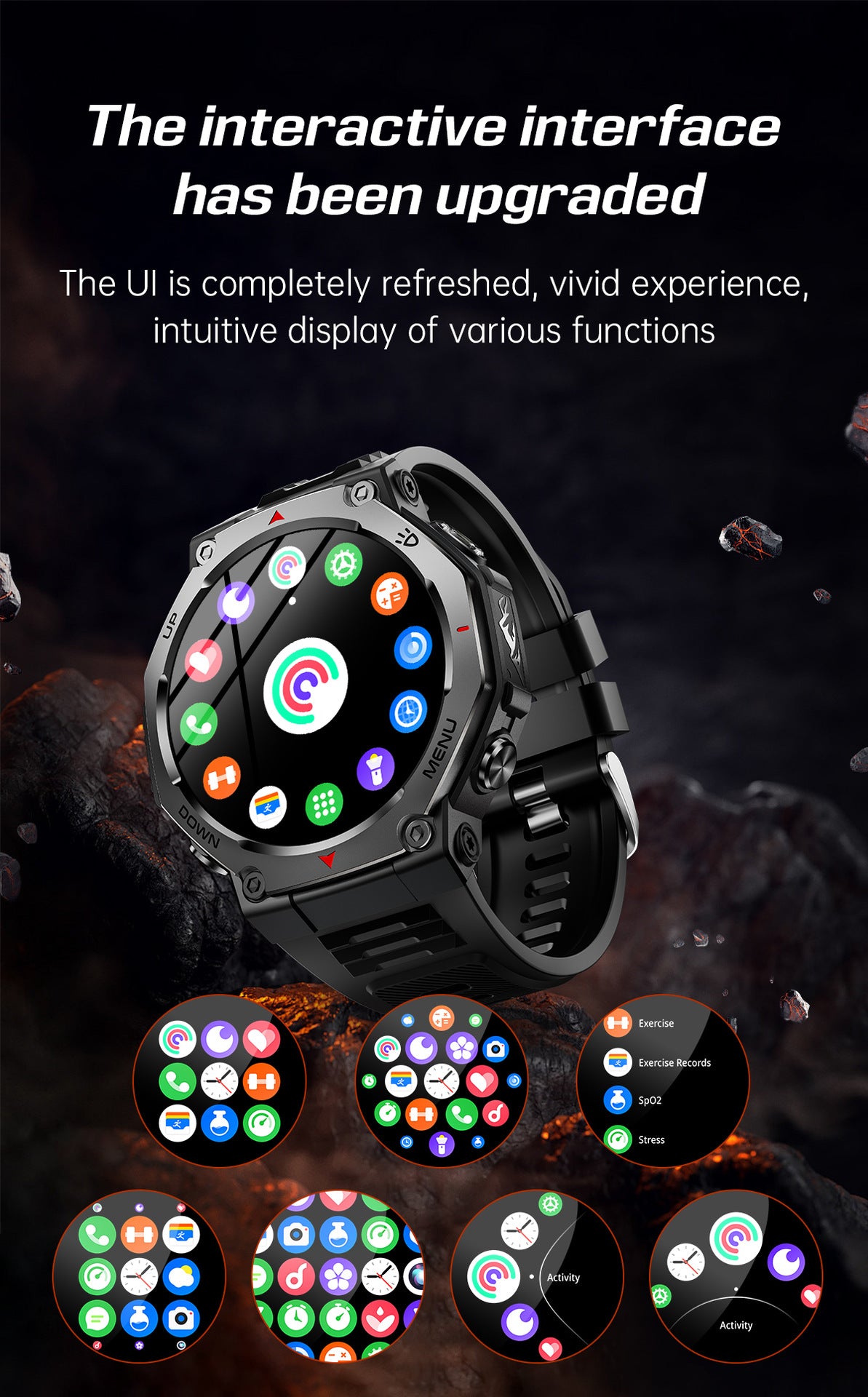 KT85Smart Watch Bluetooth Call True Heart Rate Step Count Sleep Monitoring Flashlight Deep Waterproof Sports Three-Proof