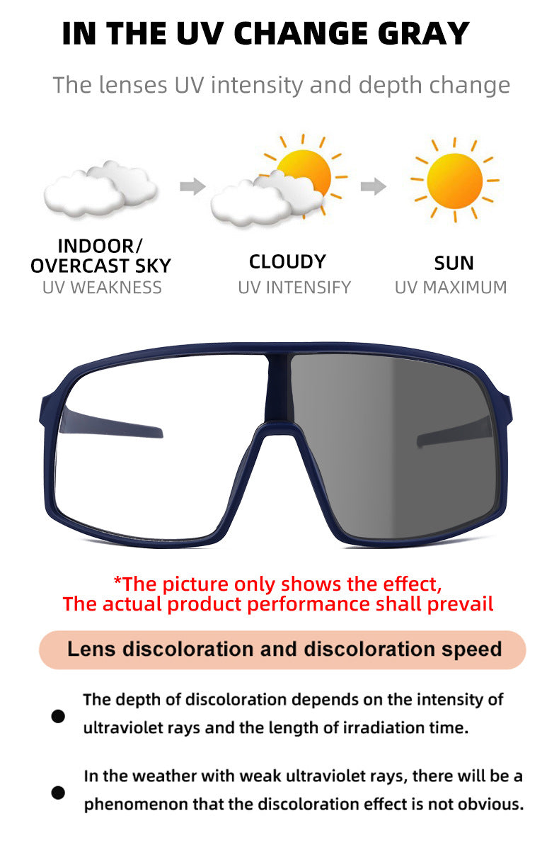 Cycling Sports One-piece Color-changing Sunglasses Men's Trendy Sunglasses Outdoor Mountaineering Sunscreen Glasses sunglasses
