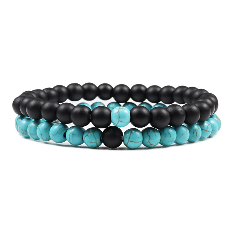 European and American Popular Natural Stone Beaded Bracelet Red Wood Grain Round Bead Stone Bracelet Wholesale