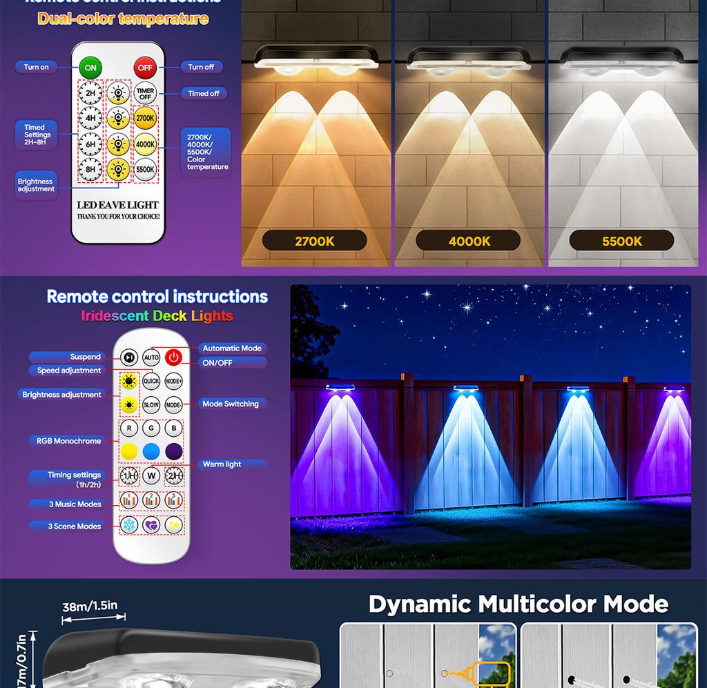 Bluetooth fence light RGBCW Iridescent Fence Light Wall Washer Light Fence Light Garden Light Waterproof Decorative Light