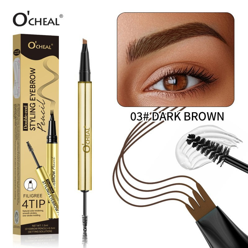 European Beauty Double-Ended Multi-Prong Plush Eyebrow Pencil+Styling Eyebrow Gel with Eyebrow Card Eye Set