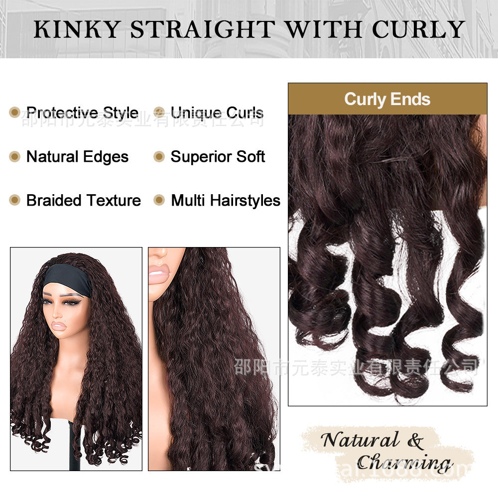 Cross-Border Hot-Selling Wig Factory European and American Fashion Synthetic Hair Mechanism Ice Ribbon VPART Long Curly Hair Curly Hair Top
