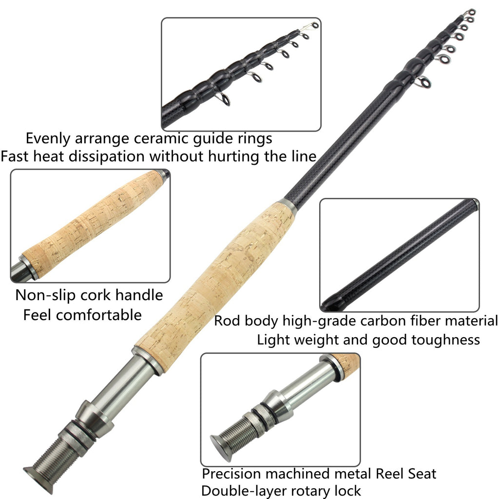 European and American Popular Portable Retractable Fly Rod Carbon Fiber Wooden Handle Fly Fishing Rod Lure Bass Pike Rod
