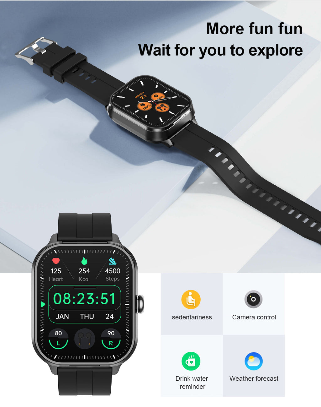 D8 Pro Smart Watch Bluetooth Call True Heart Rate Step Sleep Monitoring Hidden Bluetooth Earphone Sports