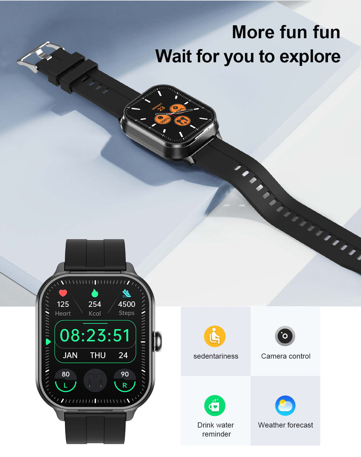 D8 Pro Smart Watch Bluetooth Call True Heart Rate Step Sleep Monitoring Hidden Bluetooth Earphone Sports