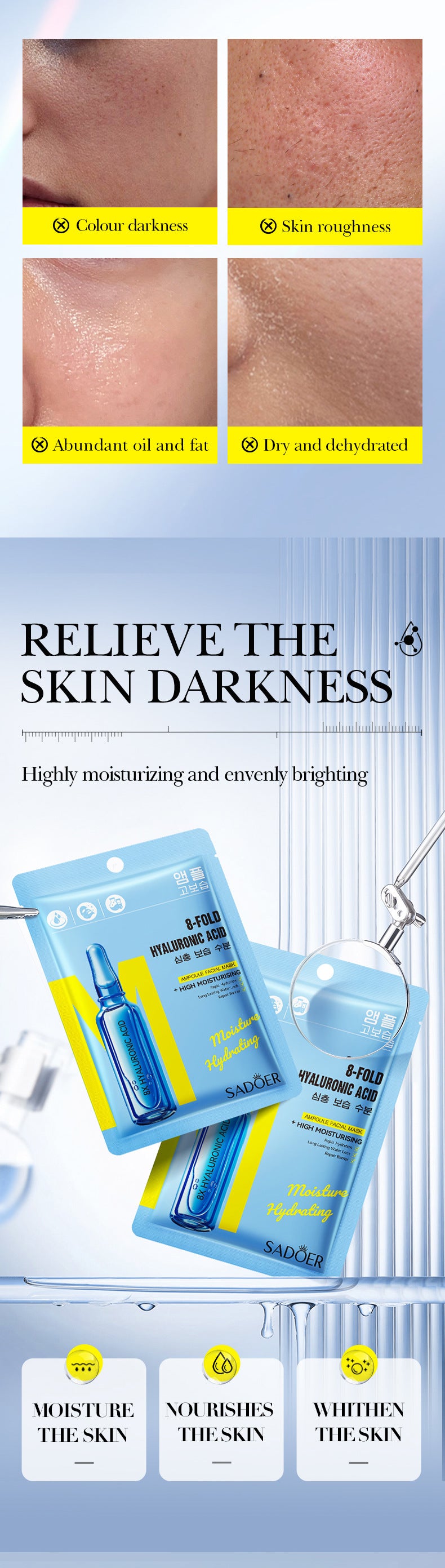 8Heavy Hyaluronic Acid Skin Rejuvenation Mask SADOER Moisturizing and Hydrating Face Mask Wholesale for  Trade