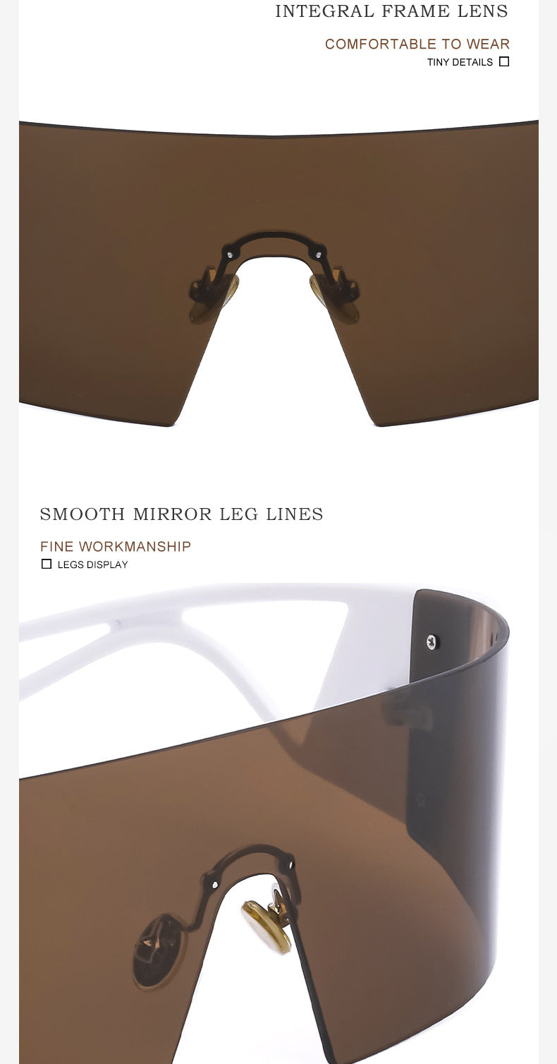 Outdoor Sports Cycling Glasses for Women, Colorful Integrated Windproof Sunglasses, Trendy European and American Style, Large Frame Sunshade and Sun Protection Sunglasses