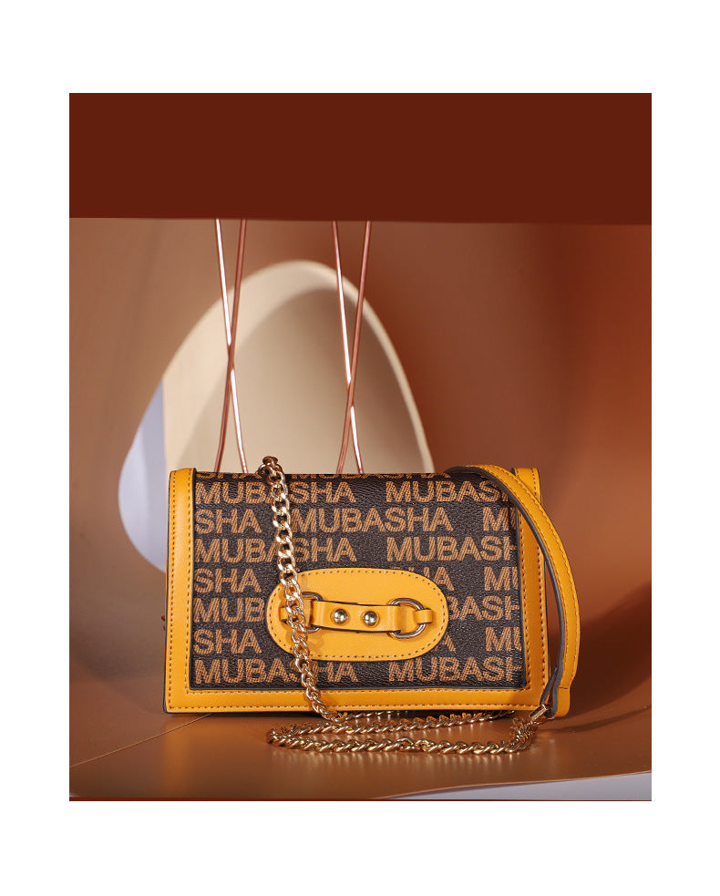 New Trendy Fashion Classic Retro Old Pattern Small Square Bag Personality Shoulder Bag Stylish Chain Crossbody Bag