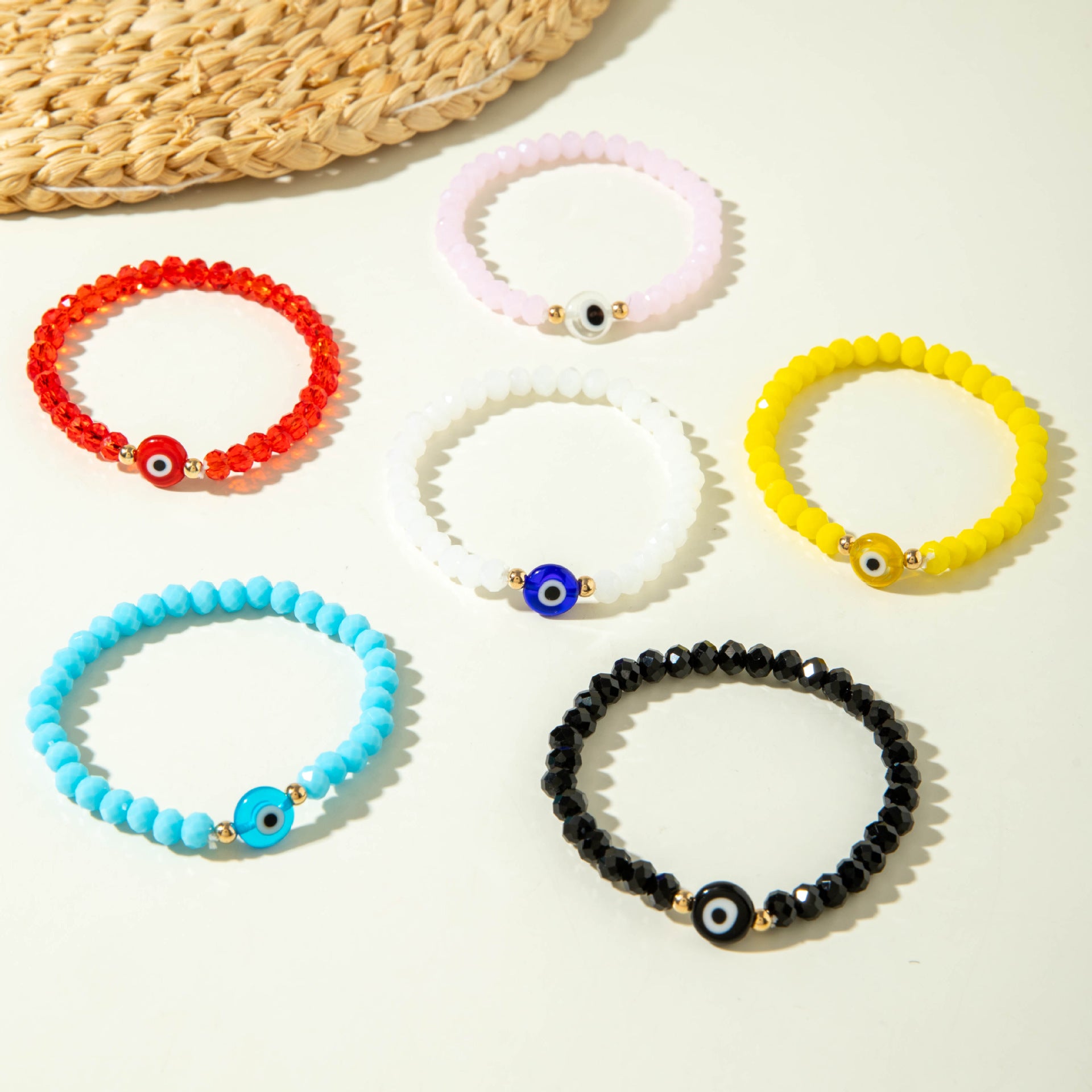 European and American Style Bracelet Colorful Devil's Eye Beaded Bracelet Simple Glass Eye Bracelet Wholesale