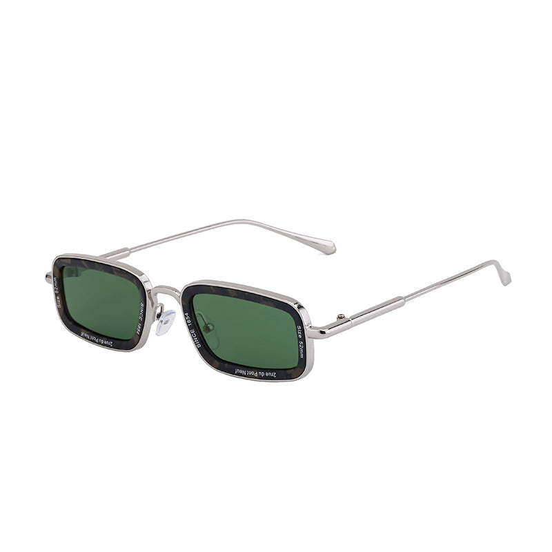 Square Small Frame Sunglasses for Women with Letter Print, Personalized European and American Retro High-End Feel ins Fashion Sunglasses for Women Trendy Glasses