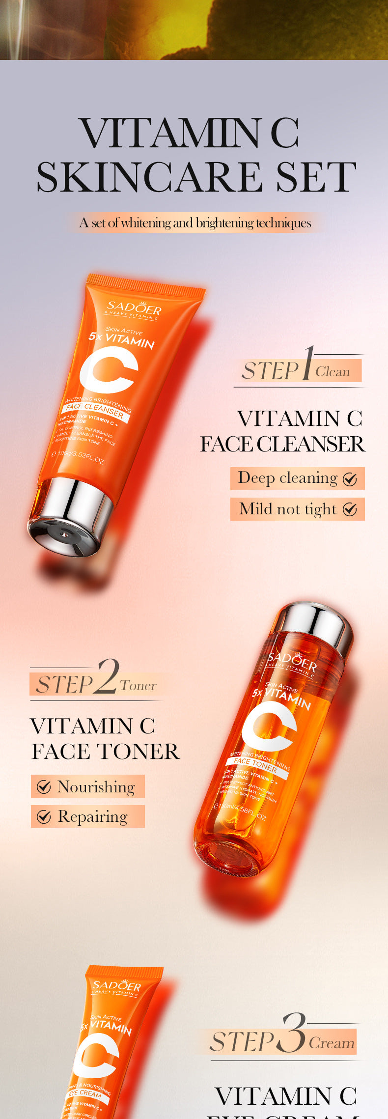Five Dimensions in  C Skin care product set SADOER Whitening and brightening skin care six-piece set  foreign trade wholesale