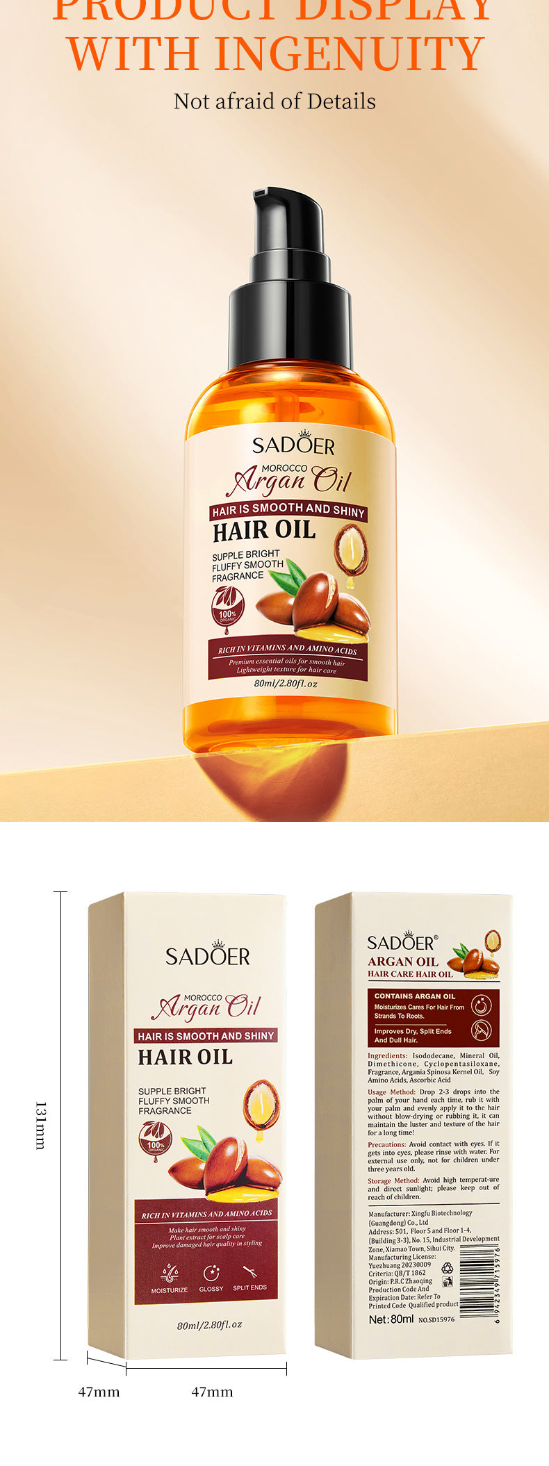 Nut Oil Hair Care Essential Oil80mlSADOER Smooth and Frizz-Reducing Conditioner  Wholesale