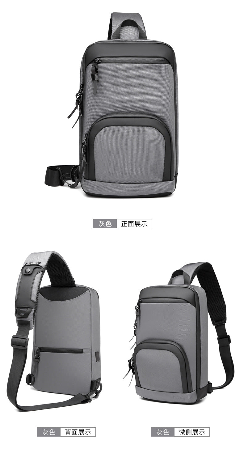 ozuko New Oxford Cloth Chest Bag Outdoor Men's Shoulder Bag Casual Waterproof Men's Bag Single Shoulder Crossbody Bag