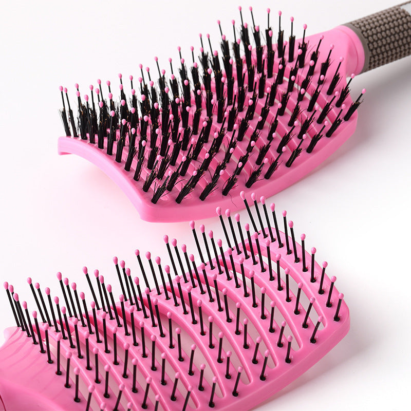 Large Curved Comb, Ribbed Hair Comb, Boar Bristle Curved Massage Comb, Nine-Row Comb, Styling Curling and Smoothing Comb, Cross-Border