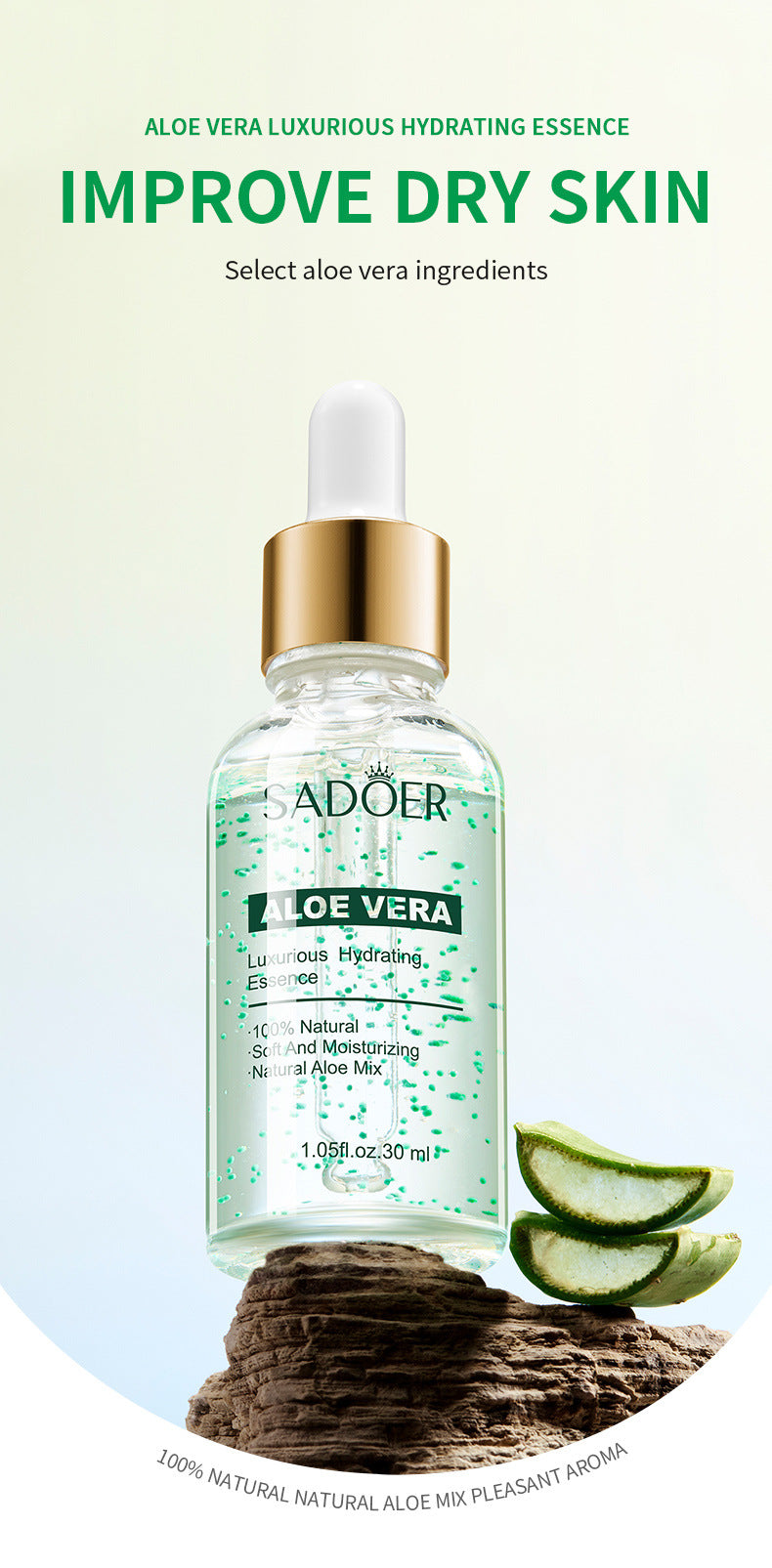 Plant Essence Serum SADOER Aloe Vera Rose Chamomile Hydrating Moisturizing  Foreign Trade Wholesale