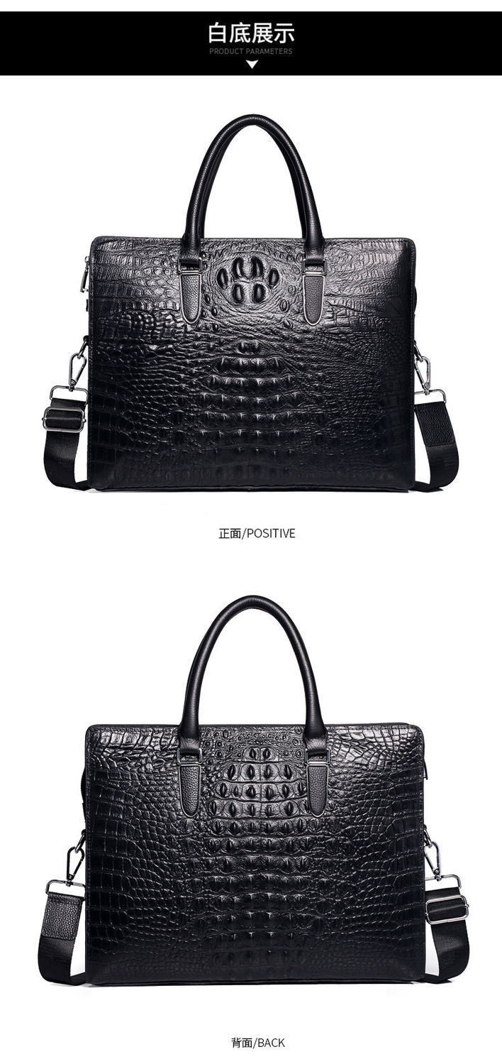 Fingerprint Unlock Bag Genuine Leather Business Commuting Large Capacity Men's Cowhide High-end Handheld Briefcase Anti-theft