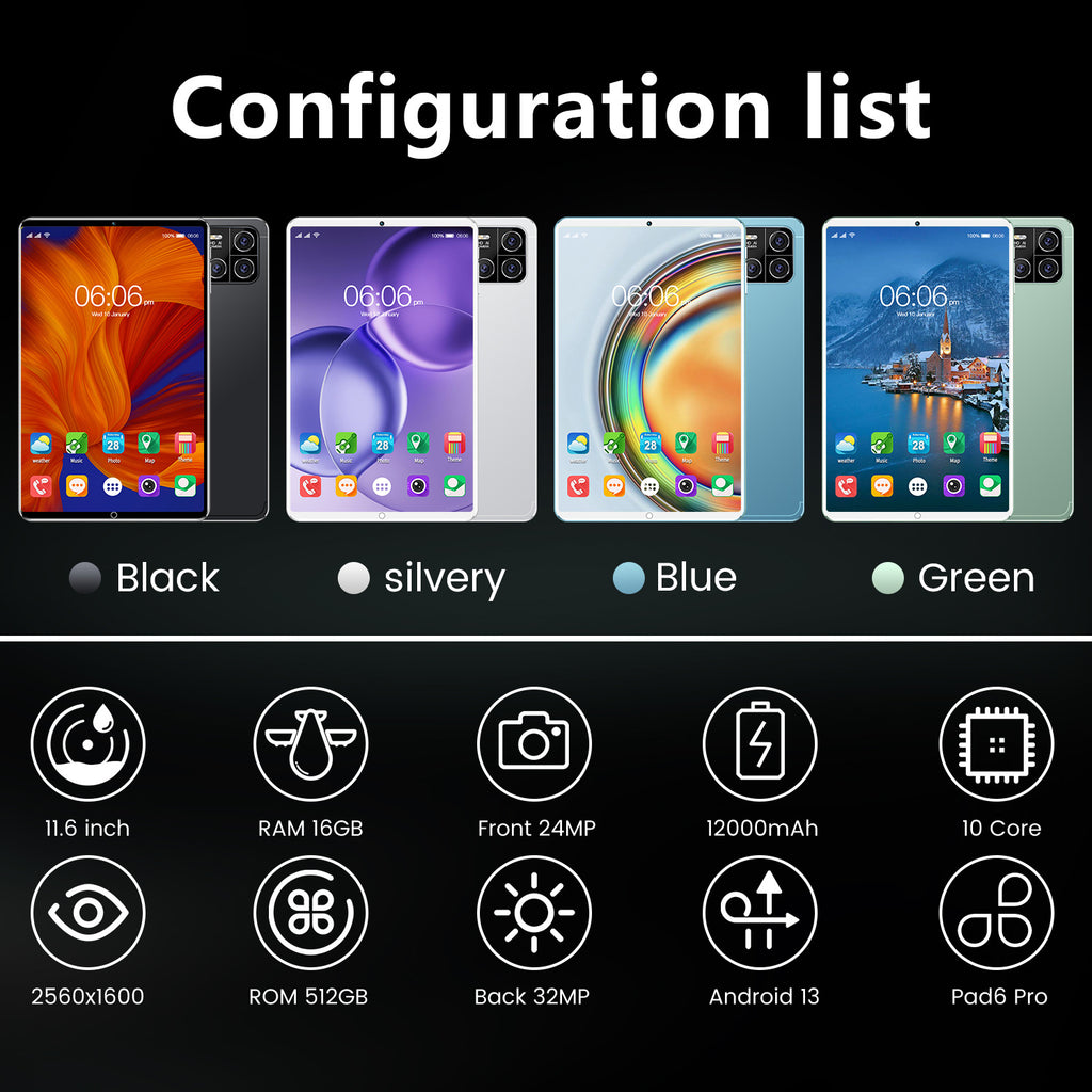 New Tablet Pad6 10Inch Android Smart Support WiFi Dual SIM Card Dual Standby Factory Exclusive