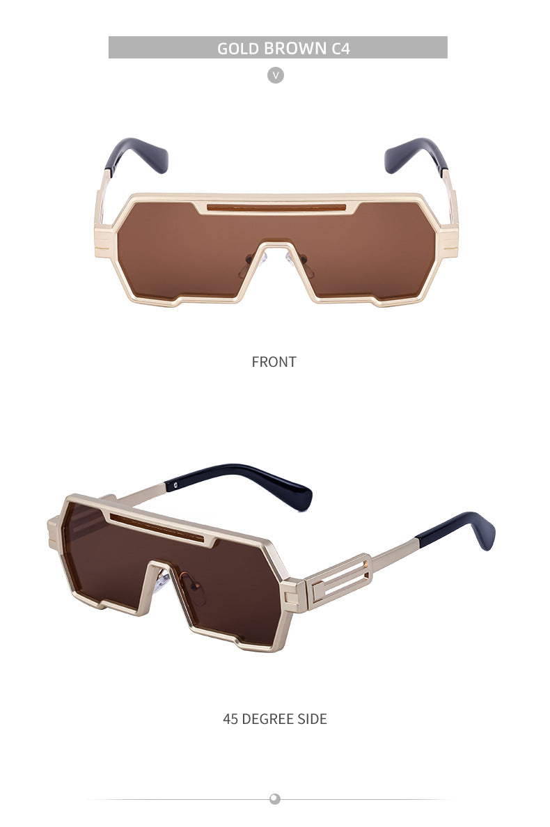 Vintage Sunglasses for Men, Steampunk Style, Irregular Sunglasses, High-End Driving Glasses, Sun Protection Integrated Glasses for Women