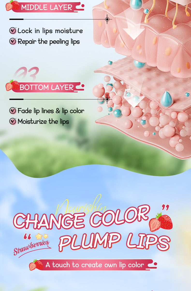 Fruit Filled Temperature Changing Lip Balm SADOER Hydrating Moisturizing Temperature Changing Lip Balm for Foreign Trade