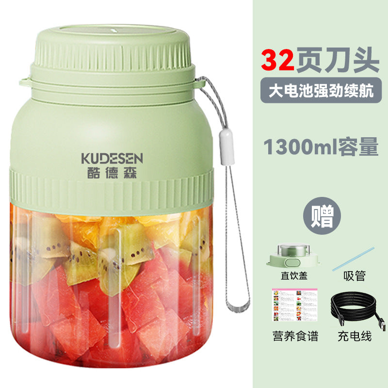 Portable Juicer32Blade Knife1300ml Juicing Bucket Multi-Functional Ice Crushing Large Capacity Household Juicing Cup