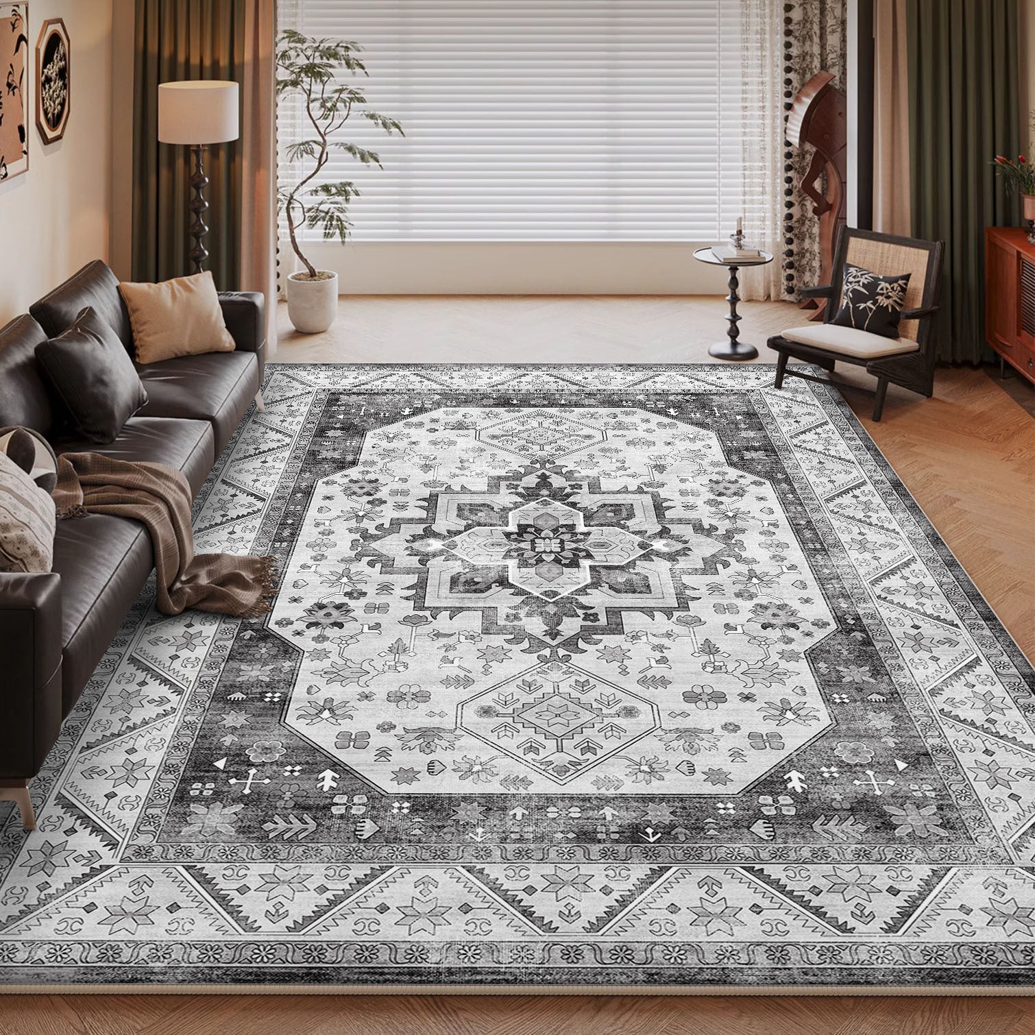 Persian Style Large Area Full Coverage Living Room Carpet, Stain Resistant and Easy to Maintain, Sofa and Coffee Table Decorative Carpet Wholesale