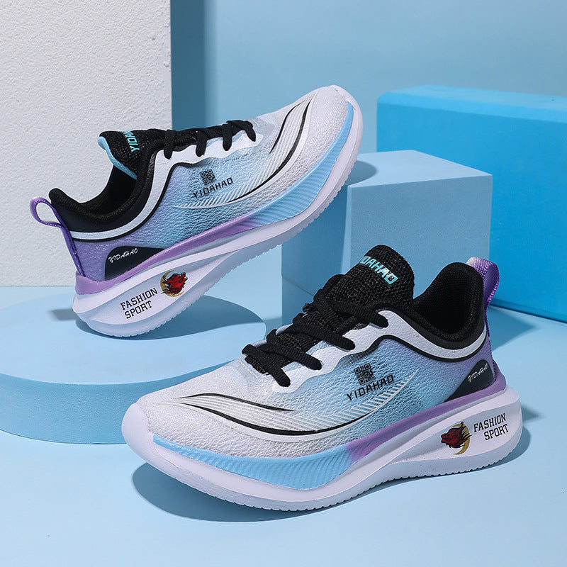 Children's Running Shoes Spring Summer Boys and Girls Shoes Flyknit Lightweight Breathable Elementary School Students Racing Sports Shoes for Young Children