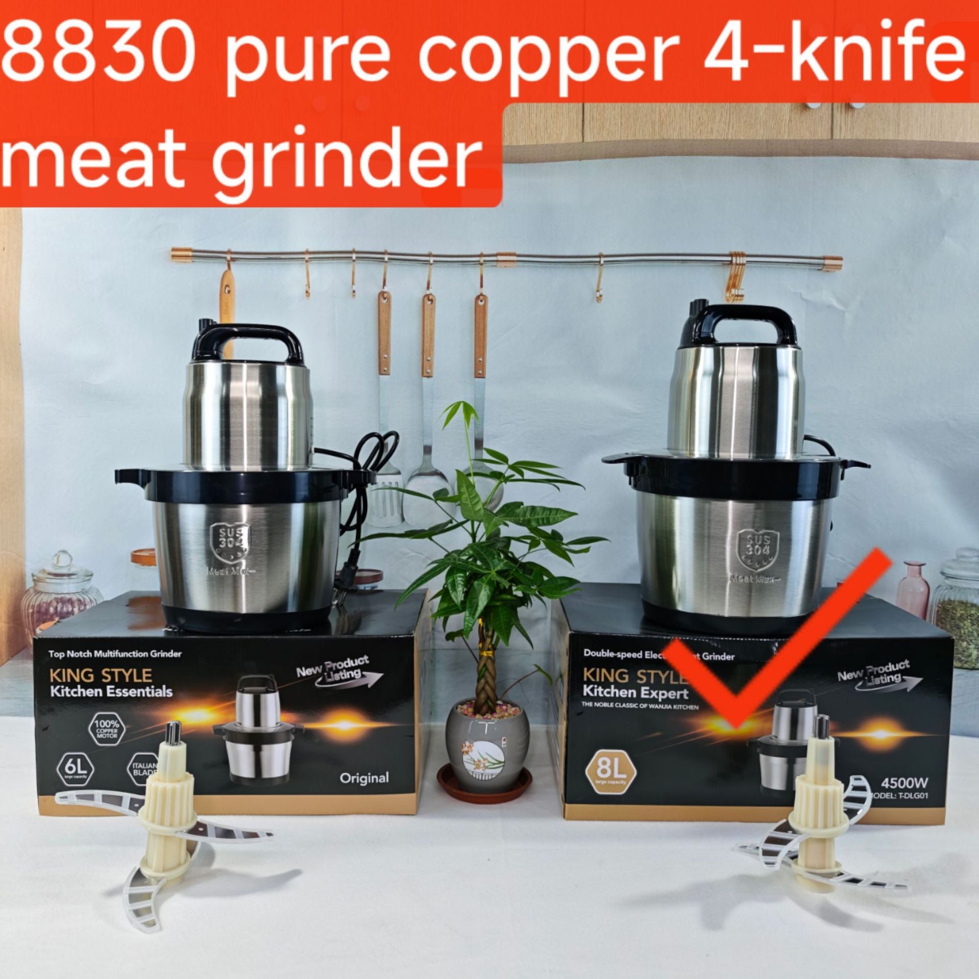 Fufumachine15L Meat Grinder Vegetable Chopper Garlic Press Multi-Functional Stainless Steel Blender Baby Food Processor