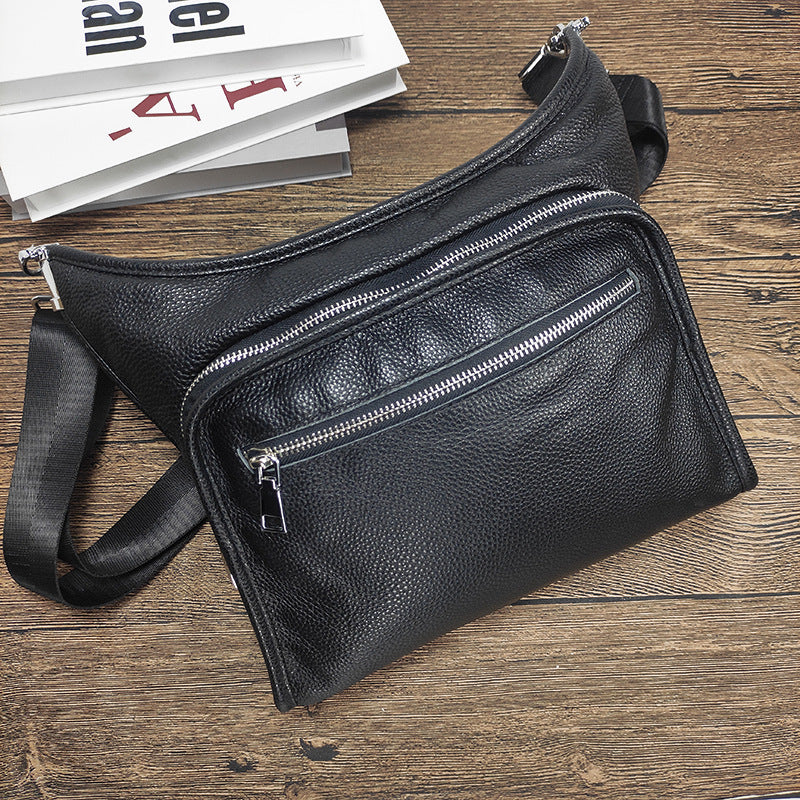 Fingerprint Lock Bag Genuine Leather New Business Commuting Backpack Fashion Small Crossbody Bag Men's Shoulder Bag Portable