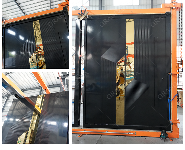 Luxury Design Entrance Door Exterior Security Front Pivot Door Modern Entry Black Wooden Aluminum Pivot Door