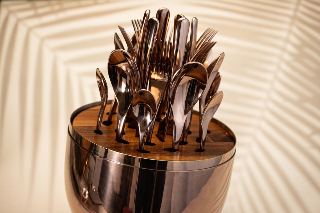 tablewareset Storage Golden Egg Stainless Steel24High-looking restaurant cutlery, forks and spoons set