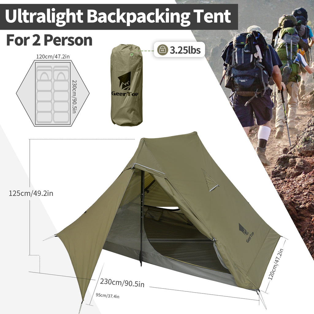 Jituo Lightweight Tent Outdoor Portable Hiking Mountaineering Tent Rainproof Non-Stuffy Ultra-Light Camping Tent for Two Persons