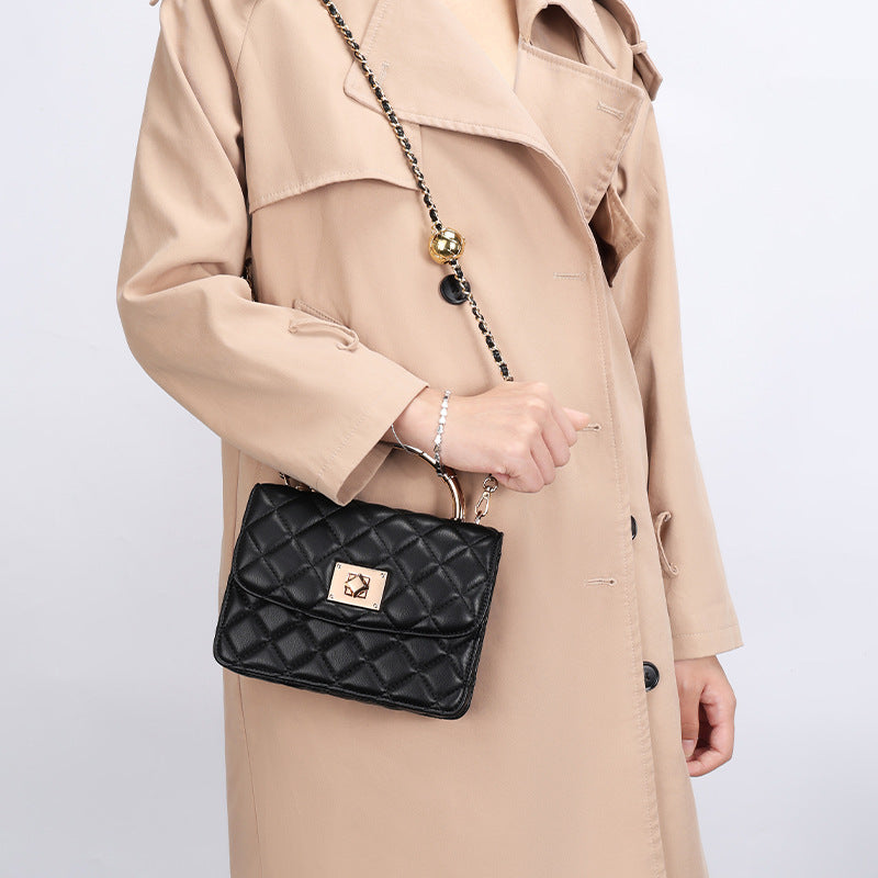 European and American Style Small Square Bag New Diamond Embroidery Women's Bag Niche Versatile Fashion Chain Crossbody Women's Bag Single Shoulder Small Square Bag
