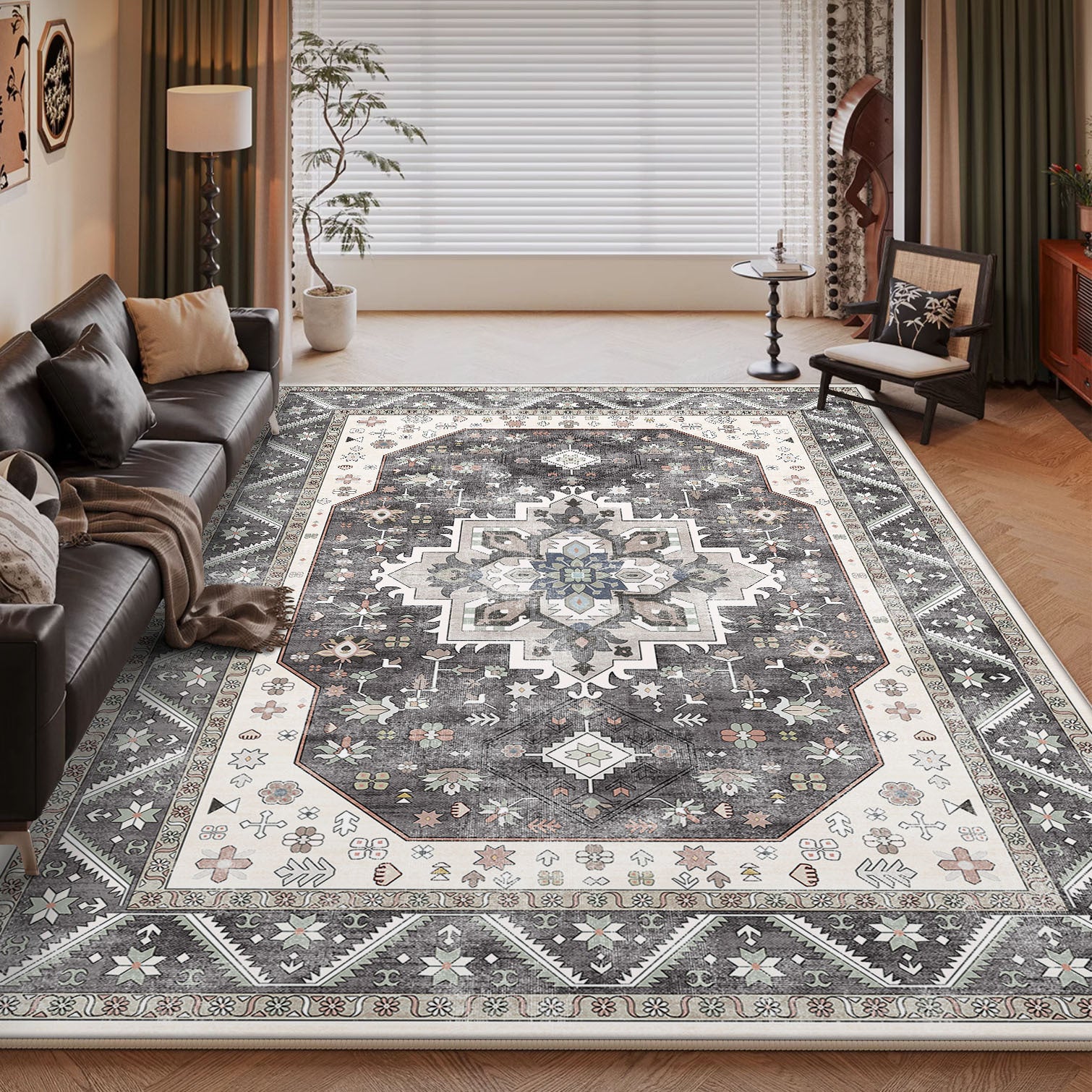 Persian Style Large Area Full Coverage Living Room Carpet, Stain Resistant and Easy to Maintain, Sofa and Coffee Table Decorative Carpet Wholesale