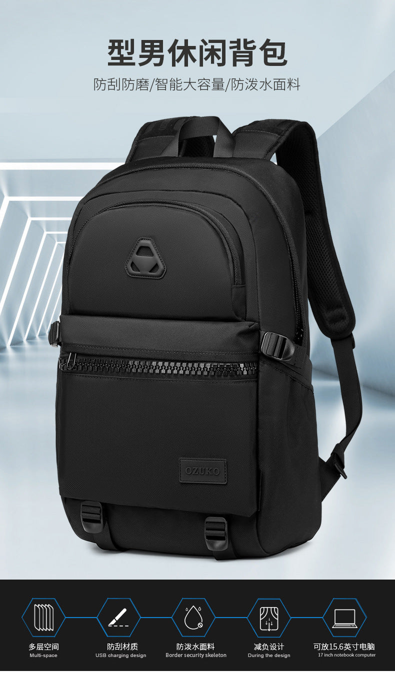 ozuko New Student School Bag Casual Men's Computer Bag15.61-inch Women's Multi-Functional Backpack backpack