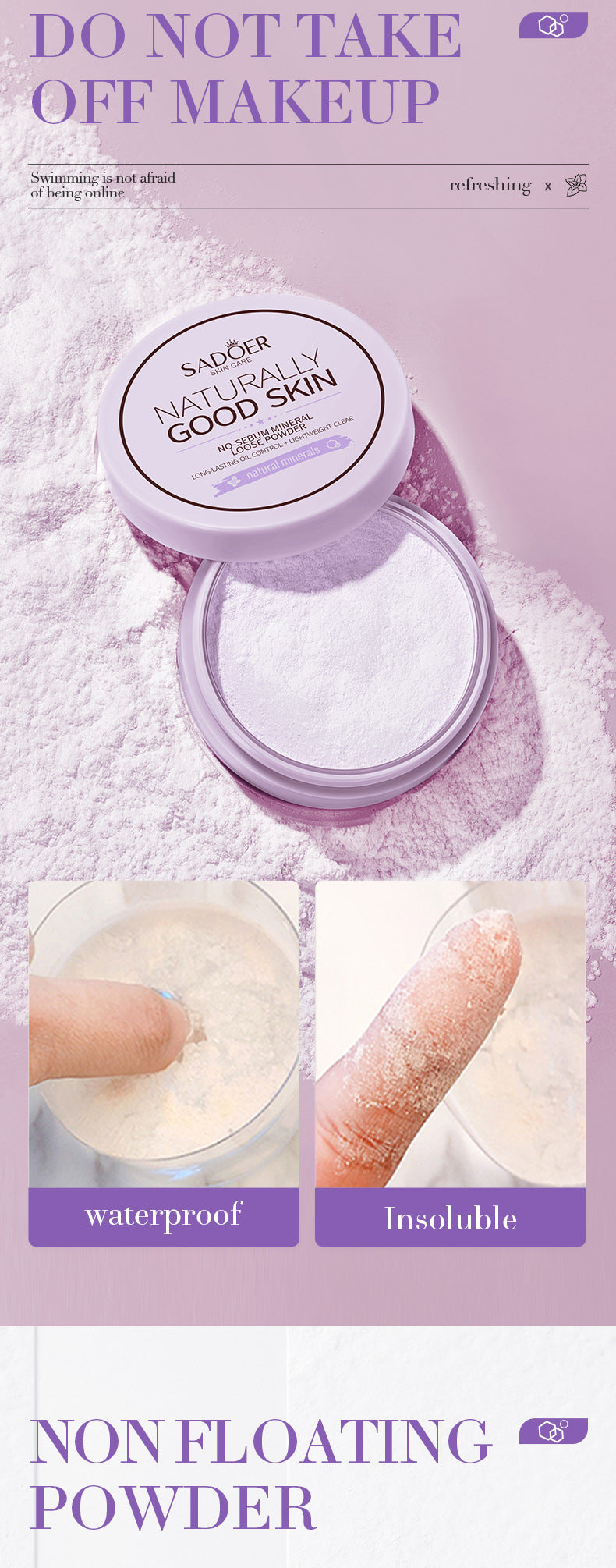 Makeup SADOER Mineral Loose Powder Refreshing Lightweight Setting Concealer Powder  Wholesale