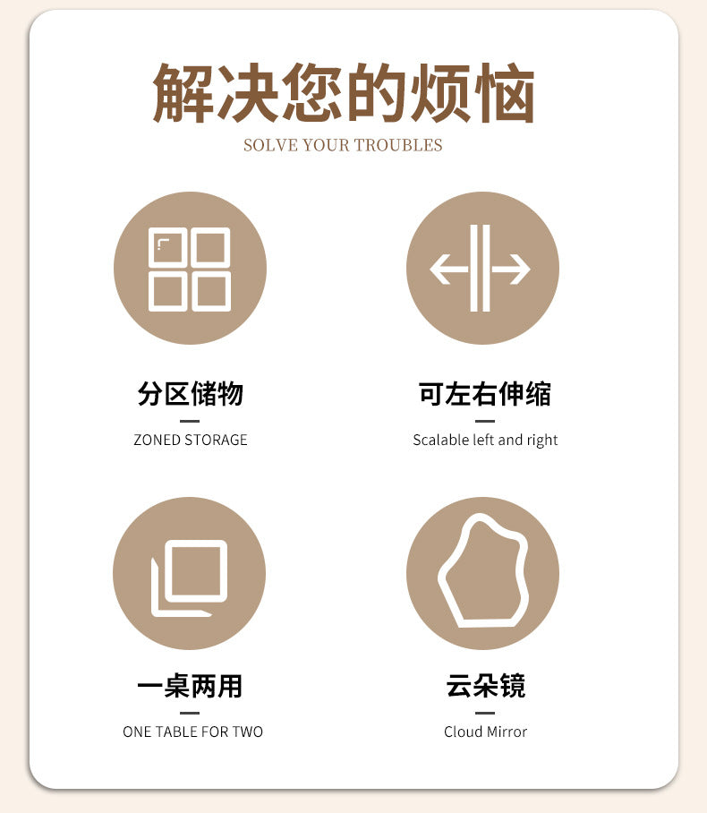 Solid Wood Dressing Table Cream Style Bedroom Modern Simple Makeup Table Chest of Drawers Dressing Table Integrated Cabinet Master Bedroom Bedside Cabinet