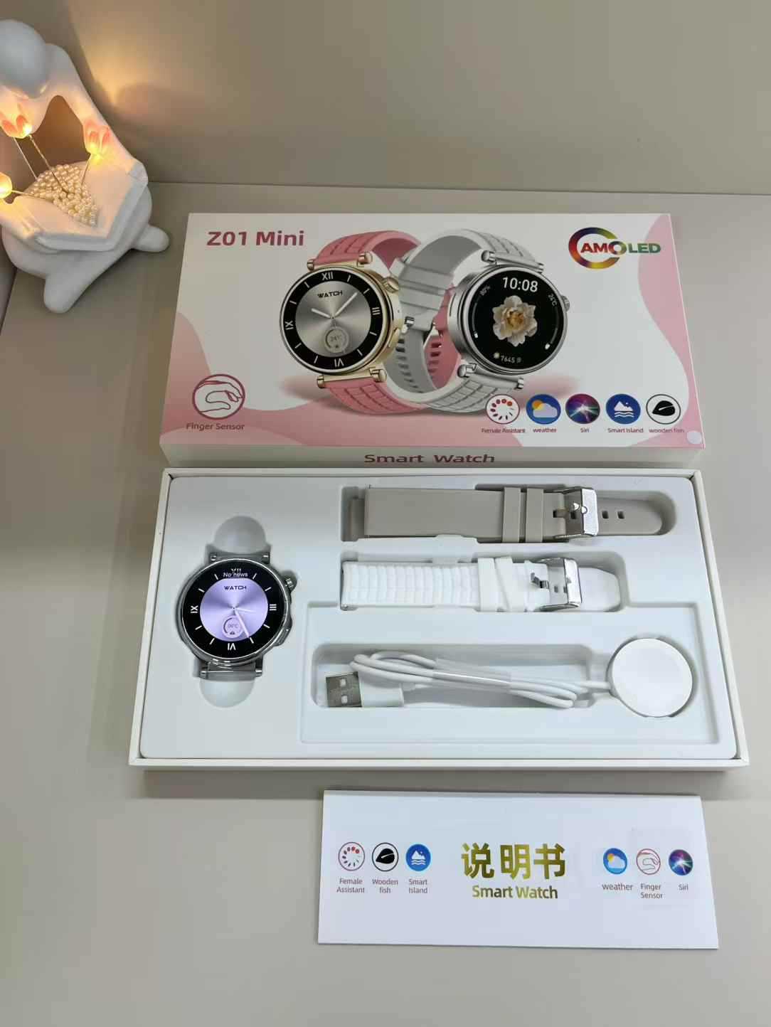 Z01 Mini Smart Watch Bluetooth Call True Heart Rate Step Sleep Monitoring Exquisite Ladies Outdoor Sports