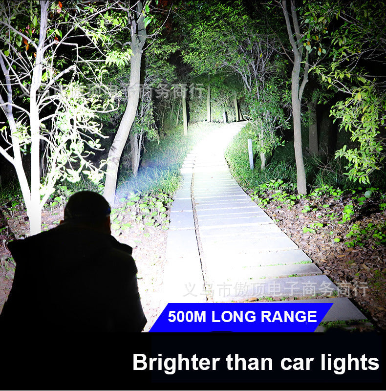 Outdoor head lamp LED Head-mounted Flashlight Lithium Battery Strong Light Five-head Headlamp Long-range Flashlight Mining Lamp USB Charging