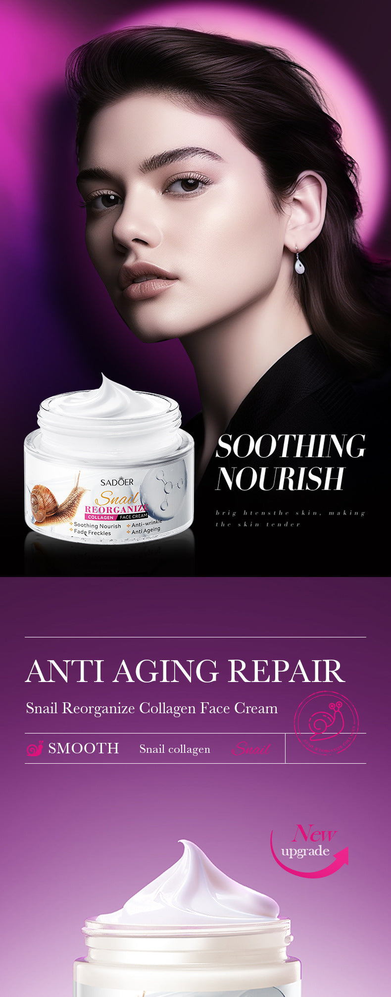 Snail Face Cream50g Collagen Hydrating Moisturizing Cream  Foreign Trade Wholesale