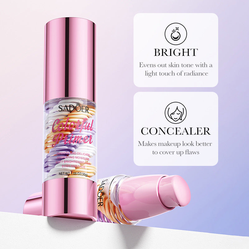Makeup SADOER Three Color Rainbow Isolation Cream Contour Concealer Refreshing Primer  Wholesale